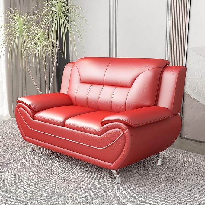 Container Furniture Direct Michael Modern Faux Leather Upholstered Stainless - Image 14