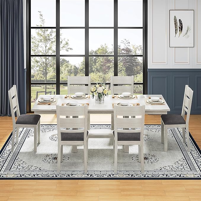 7-Piece Solid Wood Dining Table Set - Image 7