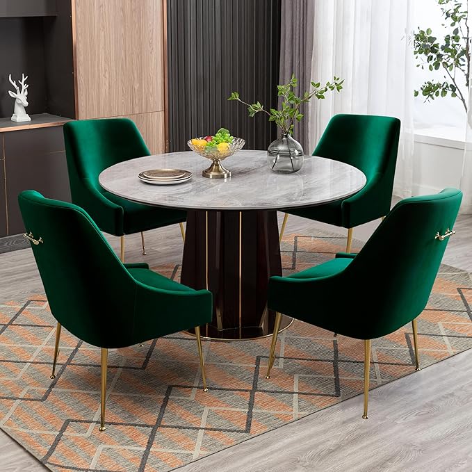 Modern Velvet Dining Chairs Set of 6, Contemporary Upholstered Furniture - Image 4