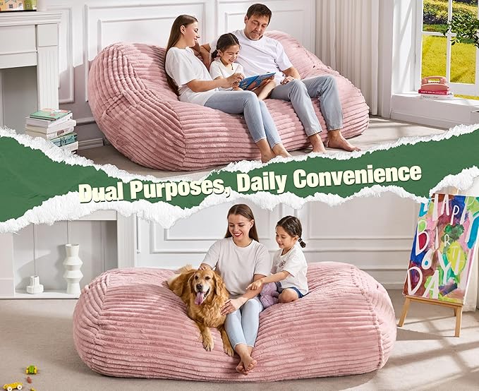 Hobestluk 6FT Bean Bag Chairs Adult Bean Bag - Image 6