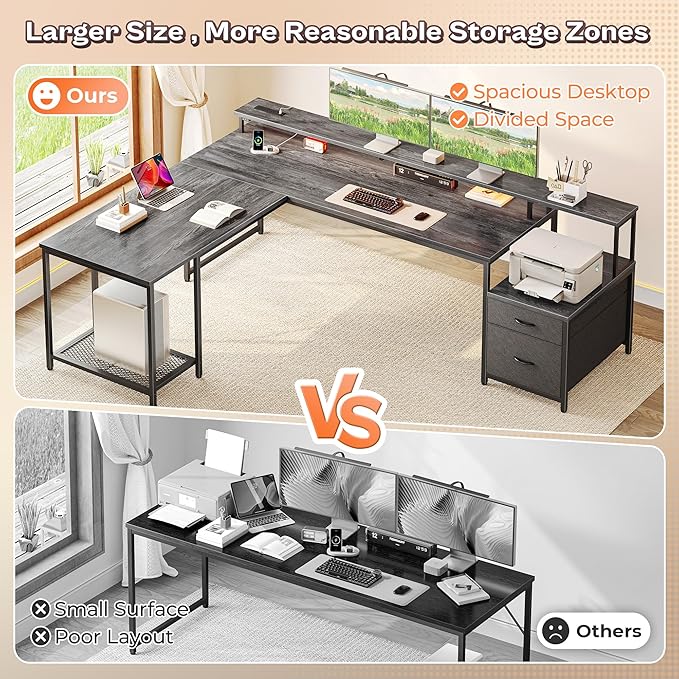 PRAISUN 66 Inch L Shaped Computer Desk - Image 8