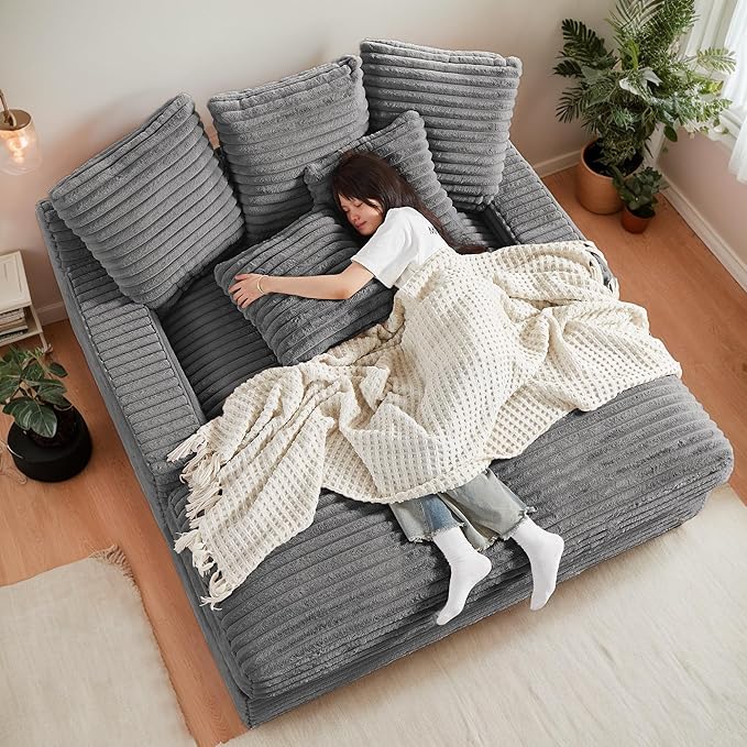 64" Oversized Chaise Daybed Lounge Sleeper Sofa Extra Wide Cloud Sofa&Couch by Unknown