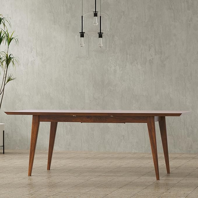 SIMPLIHOME Draper Extendable Dining Table, Solid Wood Walnut Veneer in Walnut - Image 20
