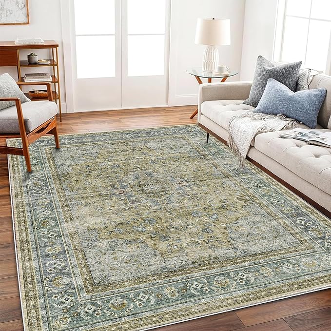 Area Rug 6'x9' Washable Vintage Traditional Floor Cover Thin Retro Kitchen by CHAMPLANT