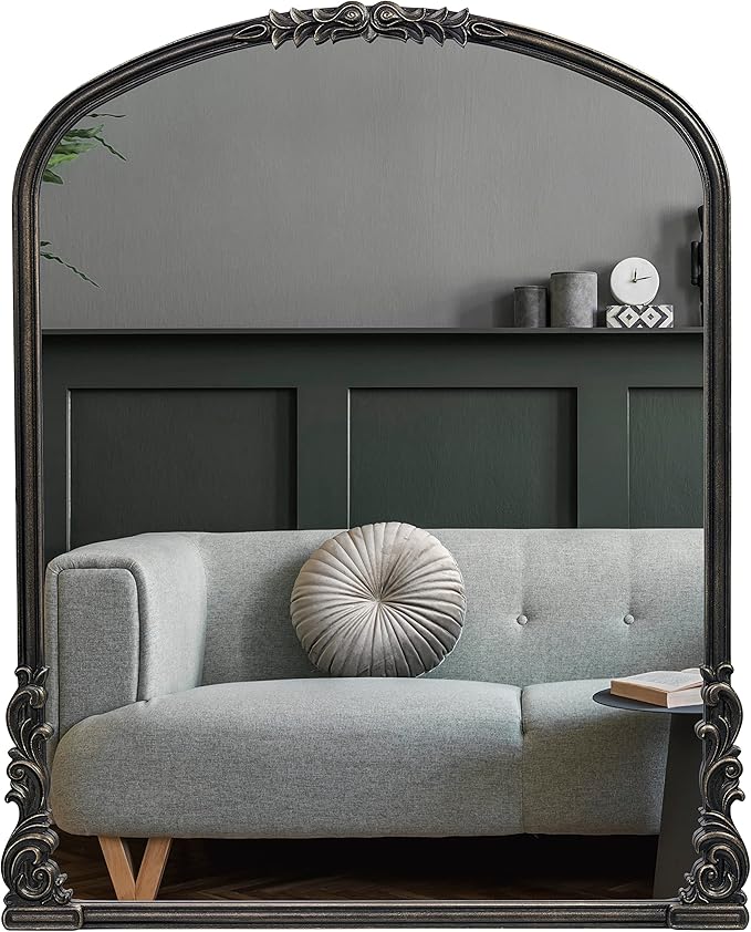 English Estate Carved Arch Wood Wall Mirror, Mirror by WyldeIris