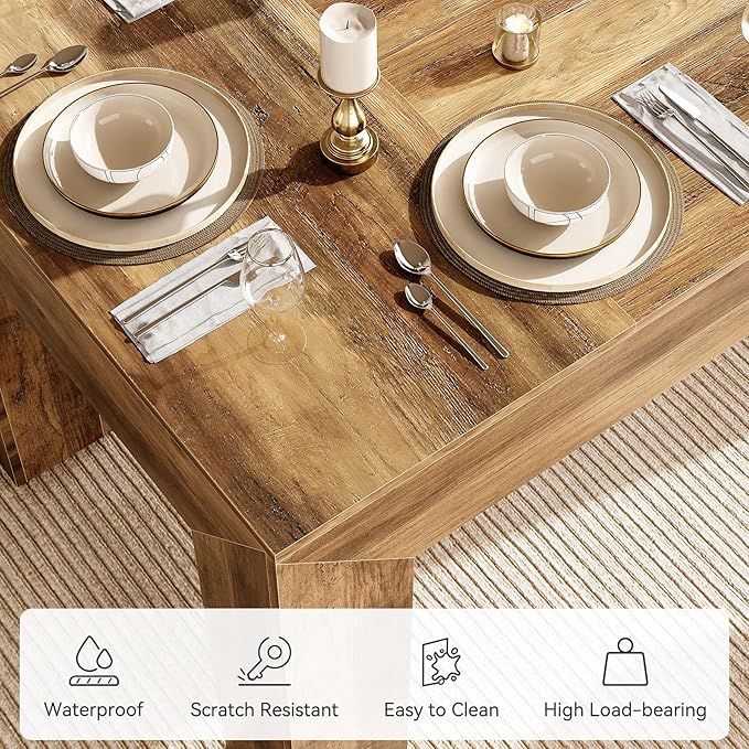 LITTLE TREE Modern Dining Table, Rectangle Heavy Duty Kitchen Table - Image 8