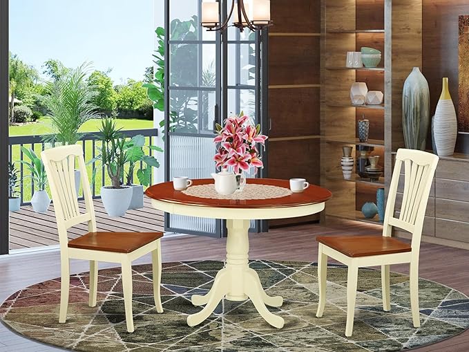 East West Furniture HLAV3-BMK-W 3 Piece Modern Dining Table Set Contains a - Image 2