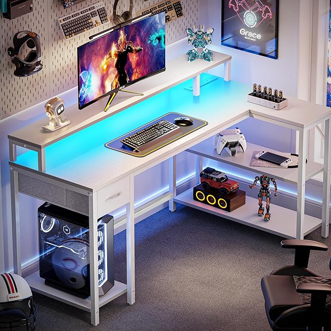 SUPERJARE 53 inch Reversible L Shaped Desk - Image 2