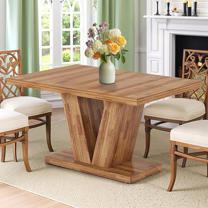Dining Table for 4-6, Living Room, Walnut Brown by LynginsCreativeLife