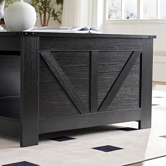 Farmhouse Coffee Table for Living Room, Wood Square Coffee Tables, 31.5" W x - Image 7