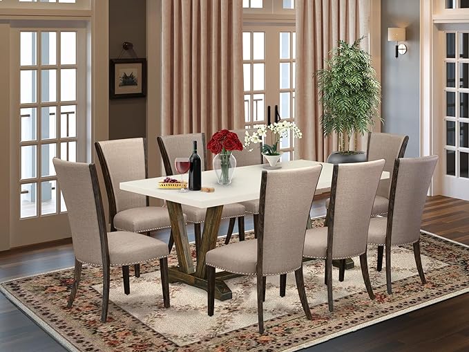 East West Furniture V727VE703-9 9 Piece Kitchen Table Set Includes a Rectangle - Image 2