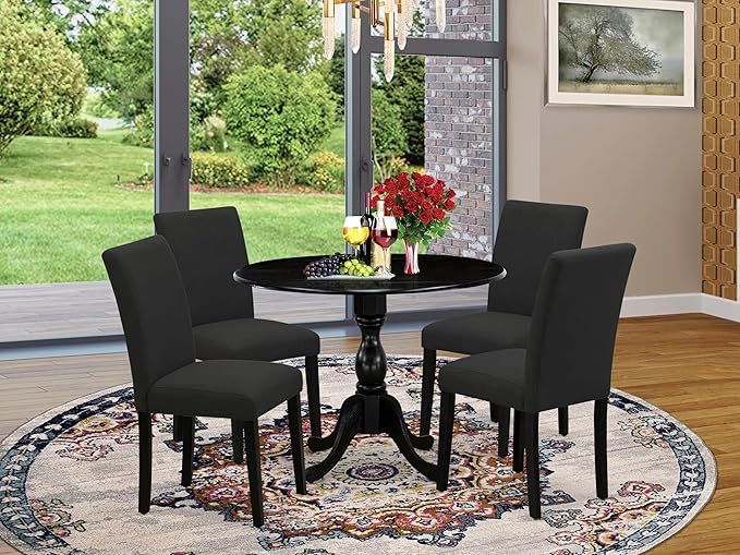 East West Furniture DMAB5-ABK-24 5 Piece Modern Dining Table Set Includes a - Image 2