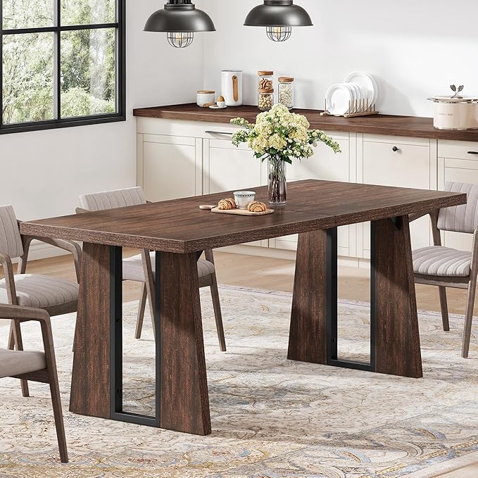 DWVO Rectangle Dining Table for 6-8 People 70.86 Inch Large Dining Room Table by DWVO