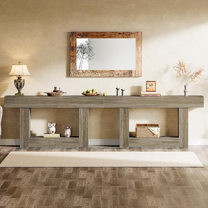 Tribesigns 63" Console Table, Farmhouse 2-Tier Entryway Table - Image 9