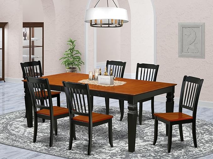 East West Furniture LGDA7-BCH-W 7 Piece Dining Room Furniture Set Consist of a - Image 2