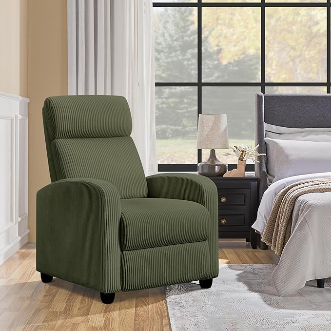 Yaheetech Corduroy Recliner Chair Single Sofa Home Theater Seating Adjustable - Image 9