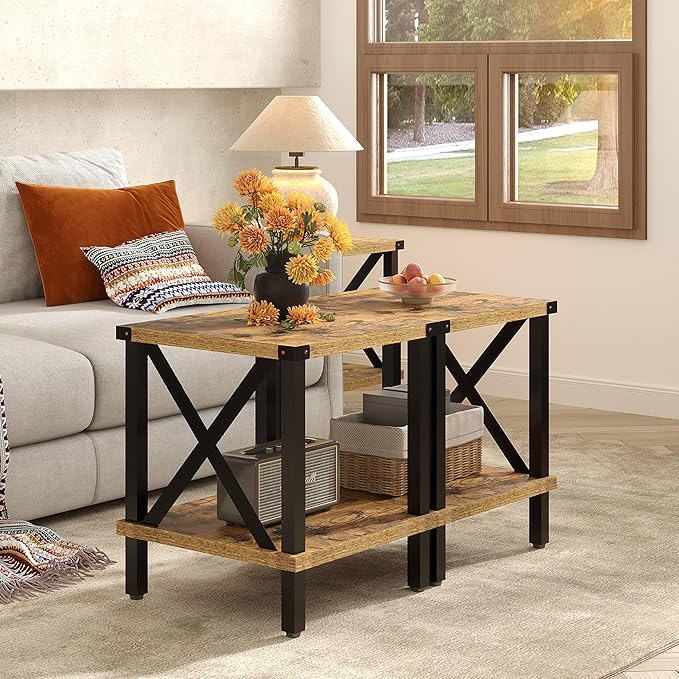Large End Table Farmhouse Side Table Industrial Style Sofa Table Coffee Table - Image 6