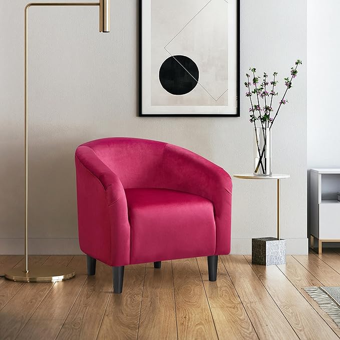 Yaheetech Club Chair, Velvet Accent Chair Upholstered Barrel Chair Sitting Chair - Image 4