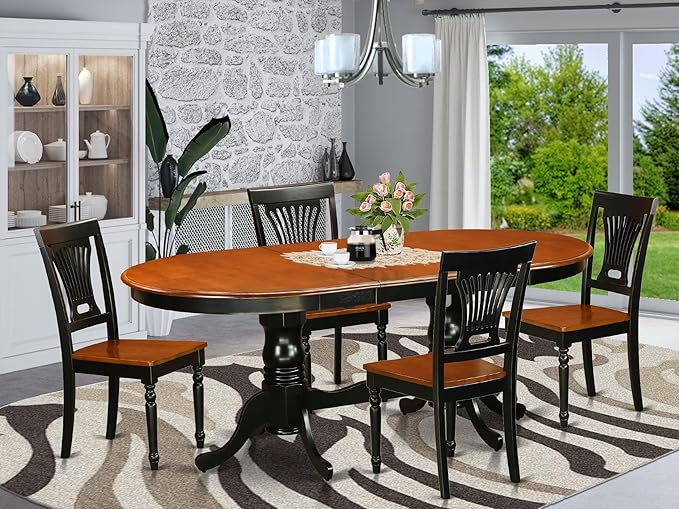East West Furniture PLAI5-BLK-W 5 Piece Dinette Set - Image 2