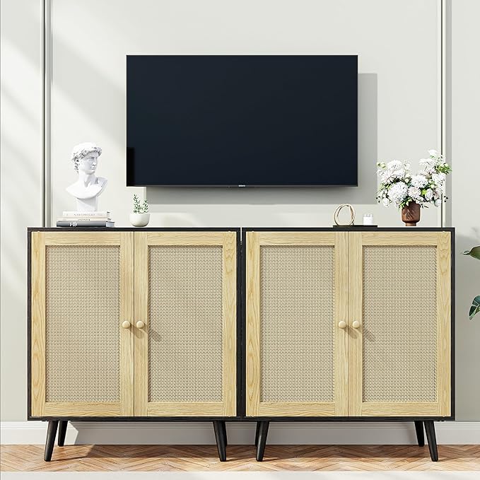 Rattan Sideboard Buffet, Accent Cabinet Cupboard Console Small Cabinet - Image 6
