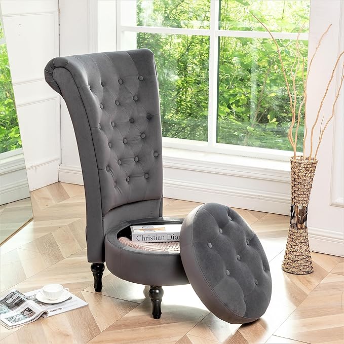 Container Furniture Direct Royal High-Back Velvet Accent Chair - Image 6