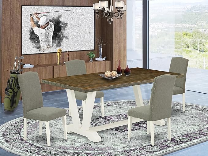 East West Furniture V077EN206-5 5 Piece Modern Dining Table Set Includes a - Image 2