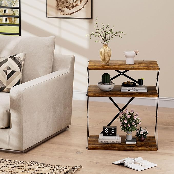 3-Tier End Table Small Side Table Tall Bedside Night Stand - Image 5