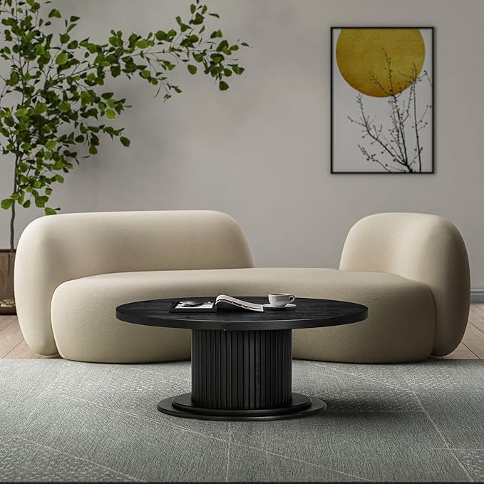 NTC 40 Inch Summit Modern Classic Tambour Wooden Round Coffee Table – by NTC