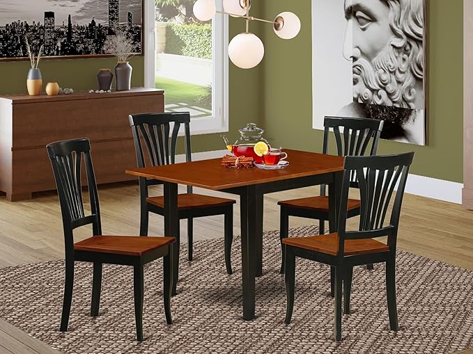 East West Furniture NDAV5-BCH-W 5 Piece Dining Table Set - Image 2