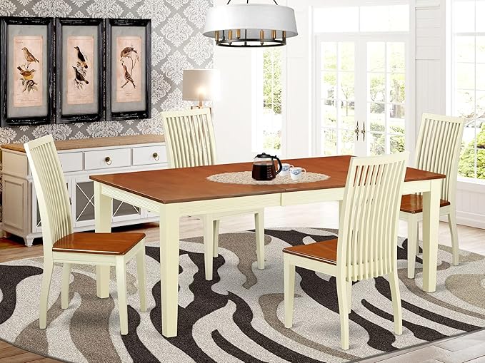 East West Furniture QUIP5-BMK-W 5 Piece Dinette Set - Image 2