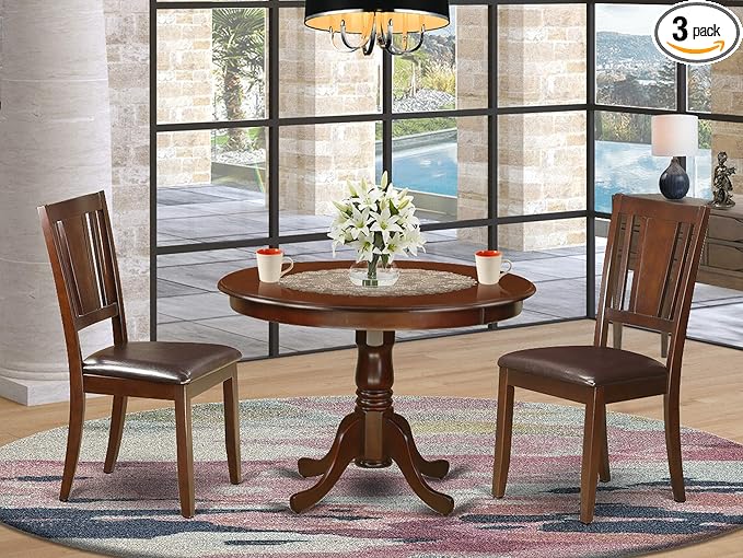 East West Furniture HLDU3-MAH-LC 3 Piece Dining Table Set by EastWestFurniture