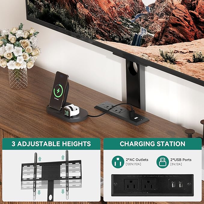 YITAHOME TV Stand with Mount and Power Outlet, Modern Entertainment Center with - Image 4