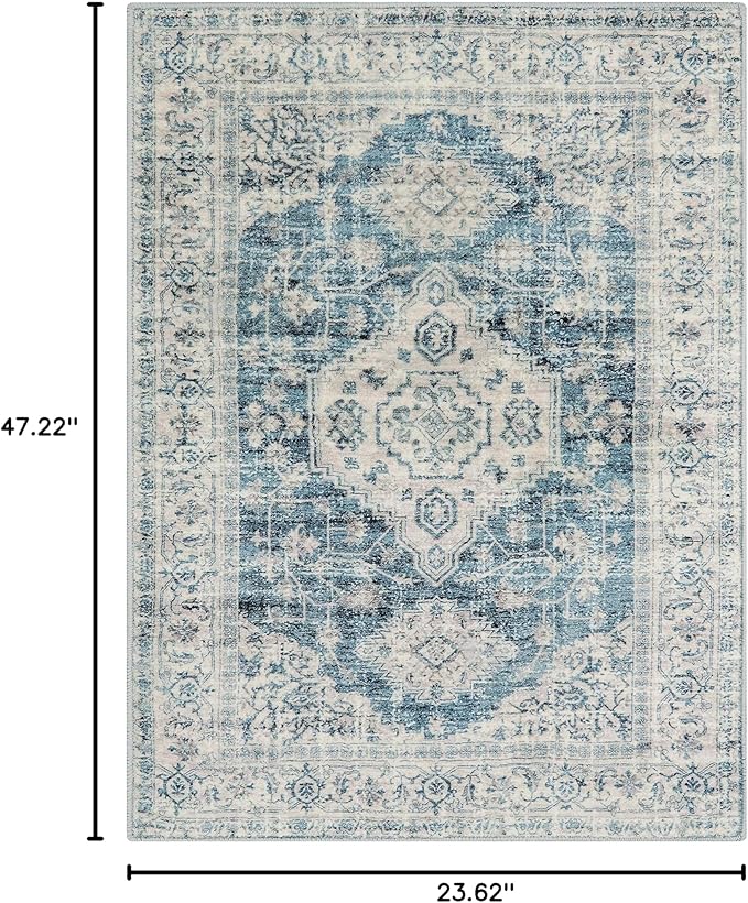 Lahome Oriental Small Area Rug, 2x4 Washable Entryway Rug Non-Slip Ultra-Thin - Image 2