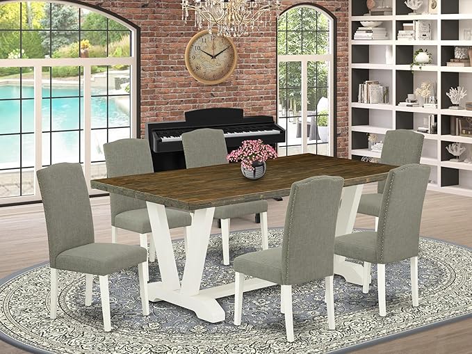 East West Furniture V077EN206-7 7 Piece Dining Room Furniture Set Consist of a - Image 2