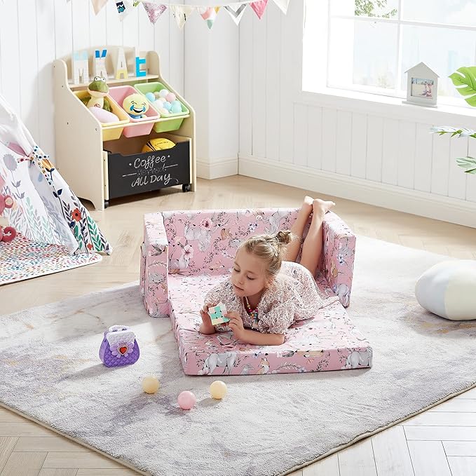 Ulax furniture Kids Convertible Sofas Children Flip-Out Sofa - Image 2