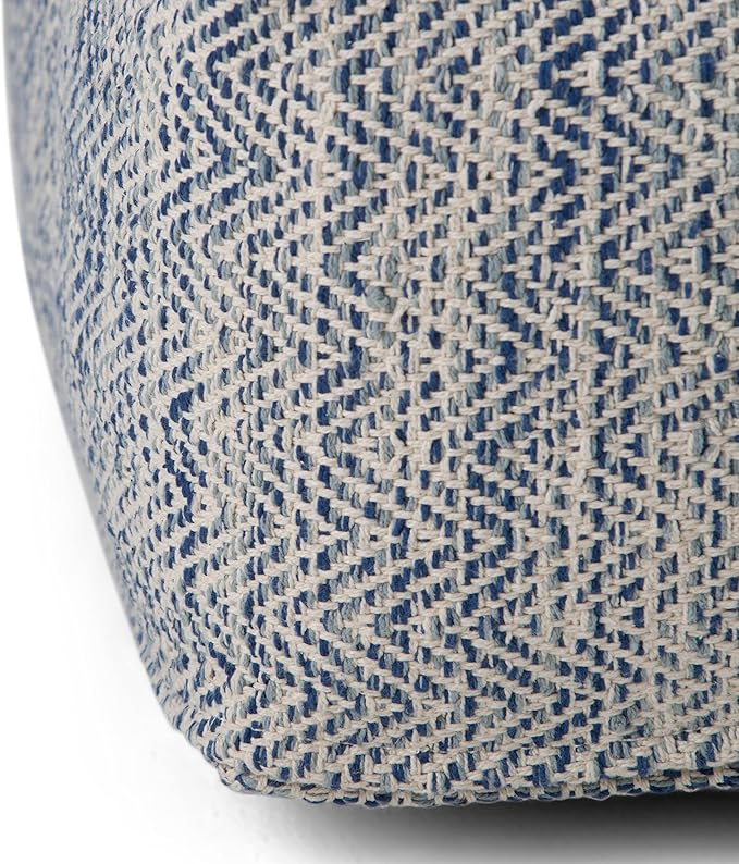 SIMPLIHOME Nate 20-inch Wide Square Pouf in Patterned Denim Mélange, Handwoven - Image 6