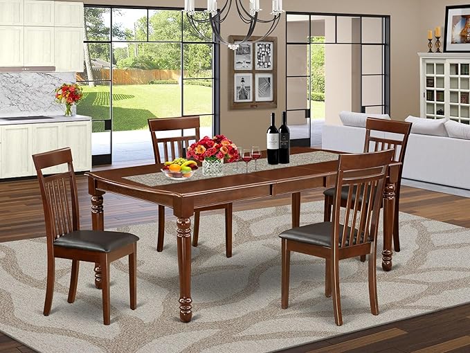East West Furniture DOCA5-MAH-LC 5 Piece Dining Room Table Set Includes a - Image 2