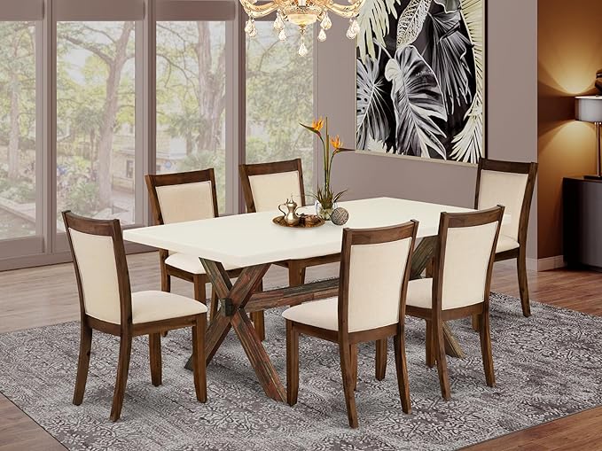 East West Furniture X727MZN32-7 7 Piece Modern Dining Table Set Consist of a - Image 2