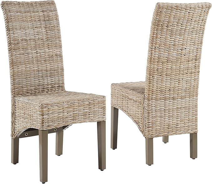 Crosley Furniture Edelyn Natural Rattan Dining Chairs Set of 2, Farmhouse - Image 5