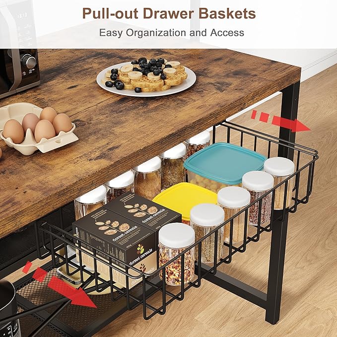 46" Large Kitchen Island Table Baker Rack - Image 7