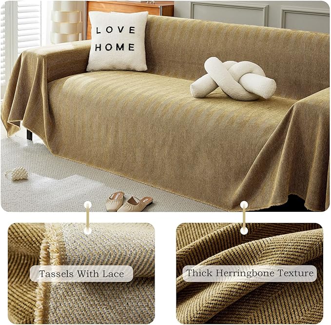 STACYPIK Yellow Sofa Cover for Dogs, Chenille Non-Slip Couch Cover for Pets - Image 2