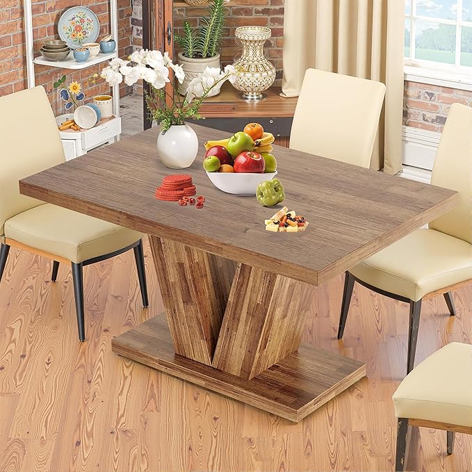 47 Inch Dining Table for 4, Farmhouse Dinner Table Wooden Kitchen Tables - Image 7