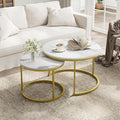 Smuxee White Nesting Coffee Table Set of 2, 27.6" Round Coffee Table Wooden by Smuxee