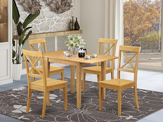 East West Furniture NDBO5-OAK-W 5 Piece Kitchen Table Set - Image 2
