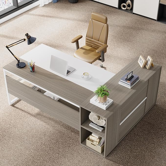 Tribesigns 71 inch Executive Desk, L Shaped Desk - Image 3