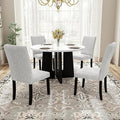 Merax 5-Piece Round Dining Table Set, Modern 4 Upholstered Chairs by Merax