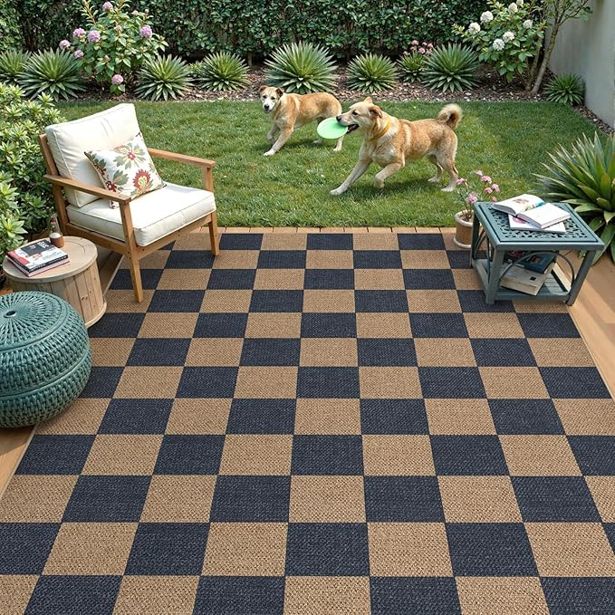 Lahome Checkered Easy Jute Living Room Rugs, 5x7 Dining Room Office Rug - Image 6