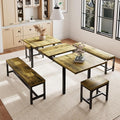 5 Piece Dining Table Set for 4-6, Farmhouse Dining Room Table for Small Space by Einhomn