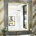 TokeShimi Gold Bathroom Mirror for Wall 30 x 36 Inch Metal Rounded Corner by RefinedBathroomAccessories