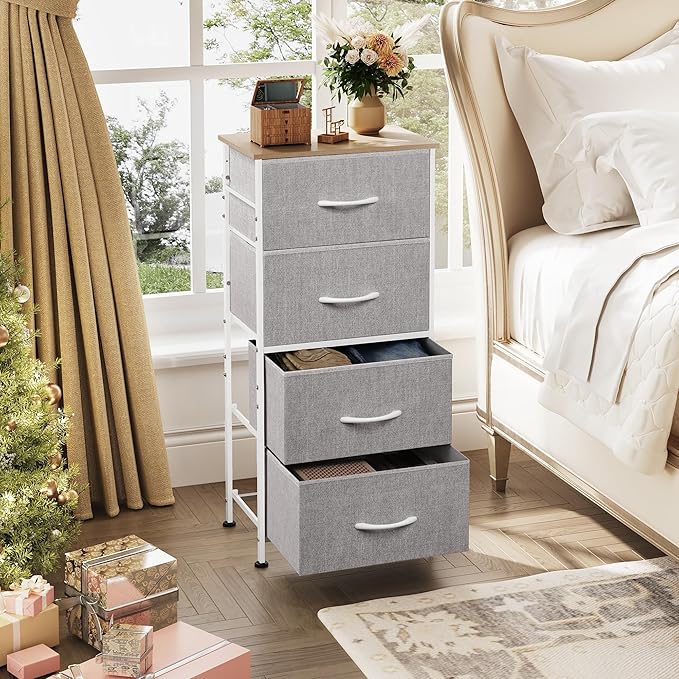 WLIVE 4 Drawers Dresser for Bedroom, Light Grey Fabric Clothes Storage - Image 4
